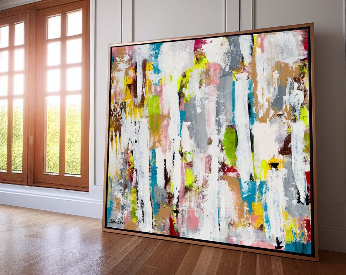 Large Abstract Art Modern Beige Abstract Painting Print On Contemporary Art Wall Decor Square Abstract Paintings Colorful Abstract - Image 2