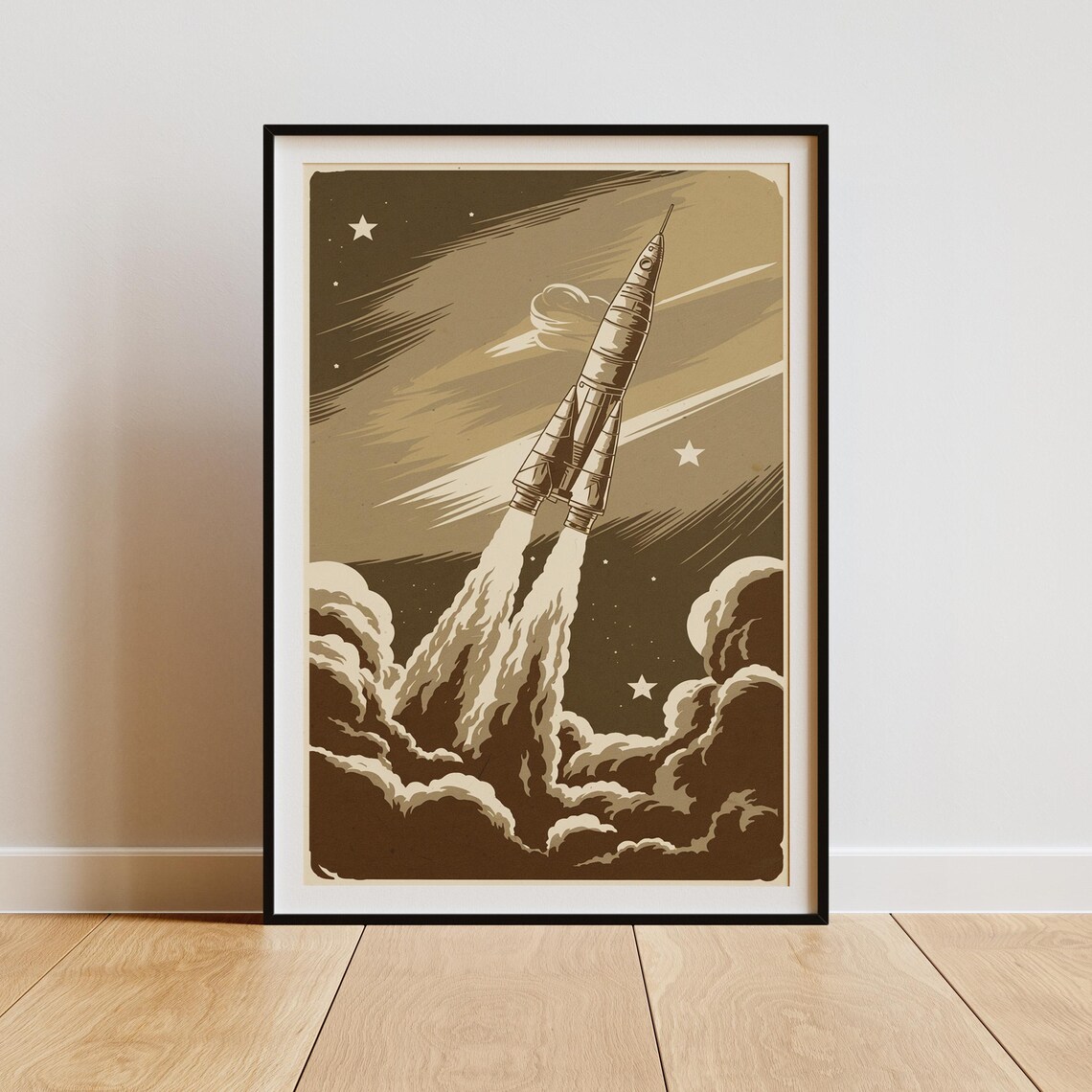 Vintage Rocket Ship Poster, Retro Space Launch - Image 2