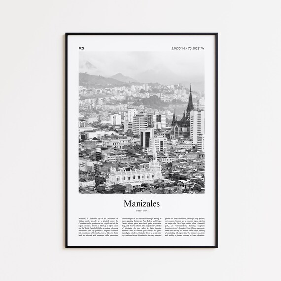 Manizales Colombia Black and White Cathedral City Photo Poster