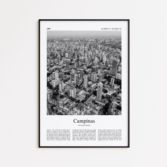 Campinas Black And White Print Photo Poster Travel Gift So Paulo Brazil Wall Art Modern