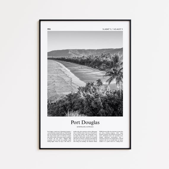 Port Douglas Black And White Print Photo Poster Travel Gift Queensland Australia Wall Art