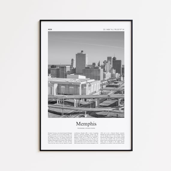 Memphis Tennessee Skyline Black And White Highway View Photo Poster