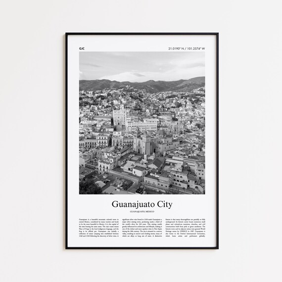 Guanajuato City Black And White Print Photo Poster Travel Gift Mexico Wall Art