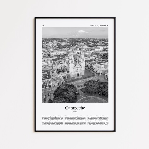 San Francisco De Campeche Black And White Print Photo Poster Travel Gift Mexico Wall Art