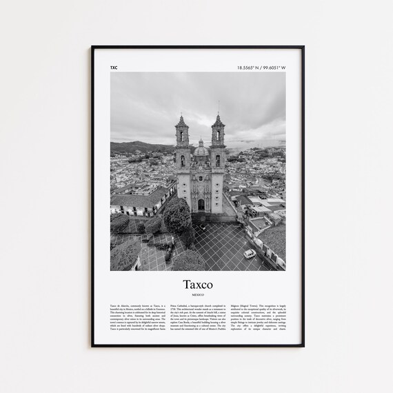 Taxco Black And White Print Photo Poster Travel Gift Mexico Wall Art Minimal Home Decor