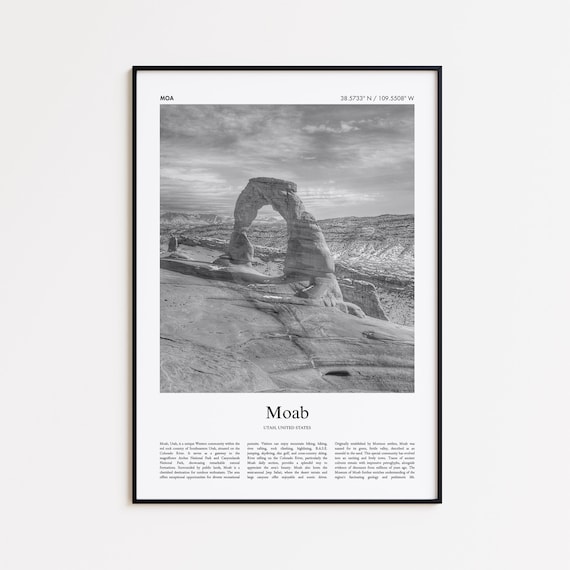 Moab Utah Delicate Arch Red Rock Black And White Photo Travel Poster