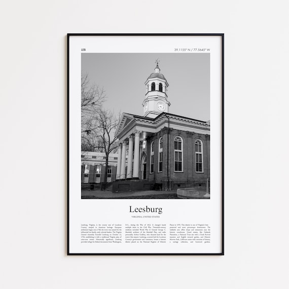 Leesburg Virginia Black And White Photo Poster Historic Courthouse Tower