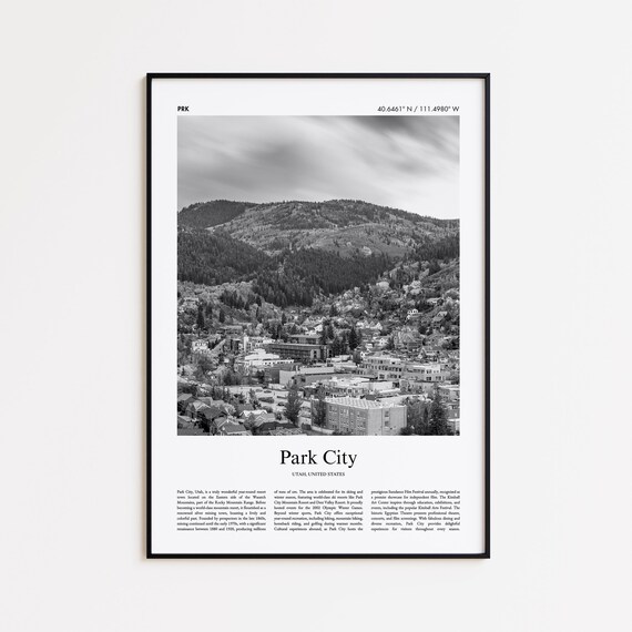 Park City Utah Mountain Town Black And White Photography Travel Poster