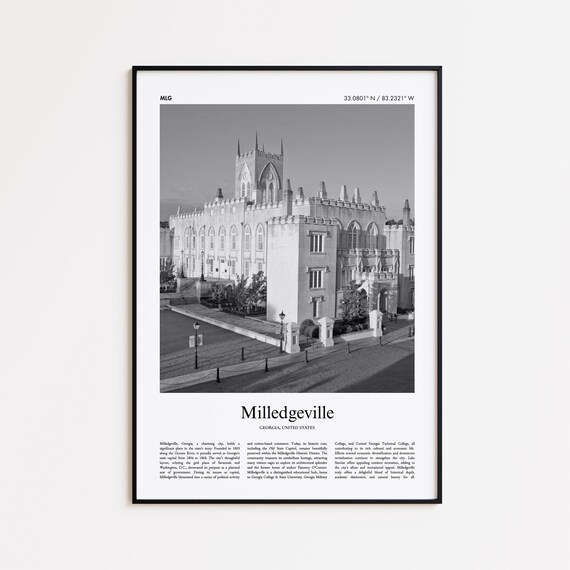 Milledgeville Georgia Black And White Historic Photography Poster
