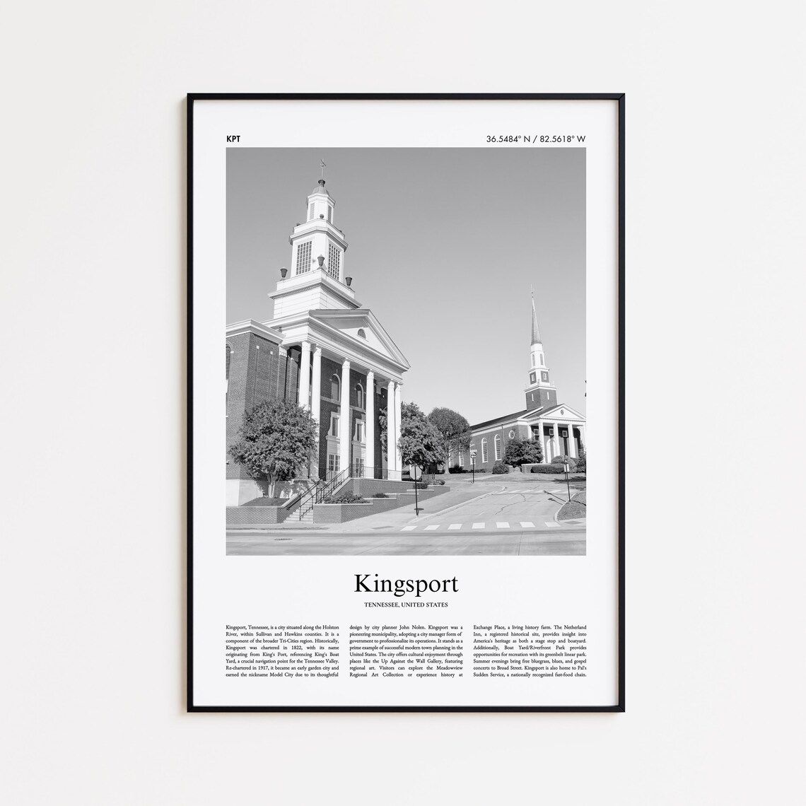 Kingsport Tennessee Church Steeple Street Photo Travel Poster