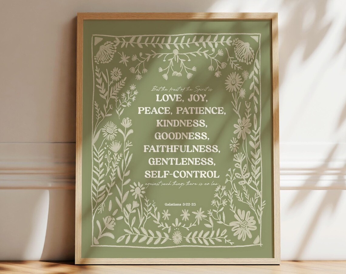 Fruit of the Spirit Scripture Art Print, Sage Green