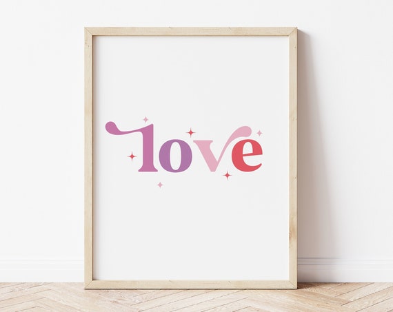Love Valentine's Day Art Print, Pink Purple Nursery Decor