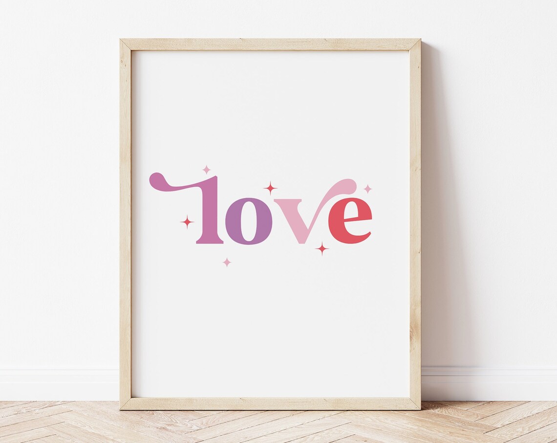 Love Valentine's Day Art Print, Pink Purple Nursery Decor
