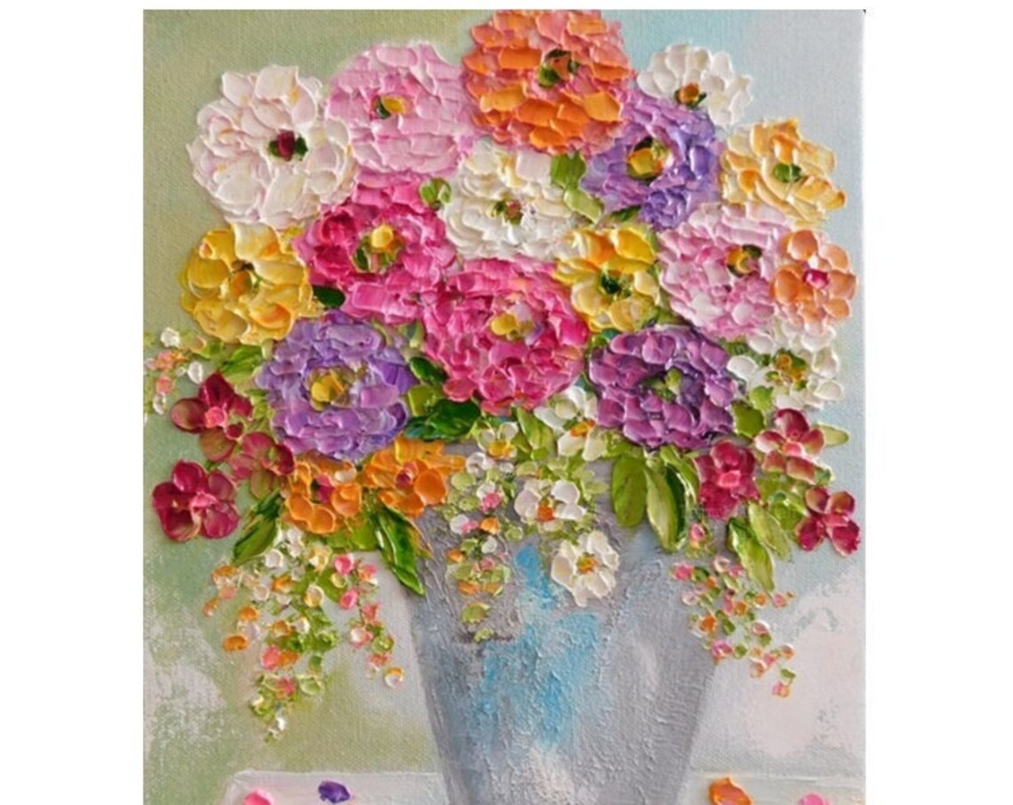 Custom Impasto Zinnia Flower Painting Art Print - Image 5