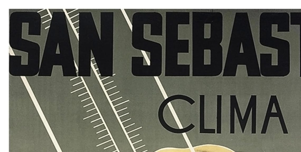 San Sebastian Clima Ideal Shell Swimmers Vintage Spain Poster - Image 2