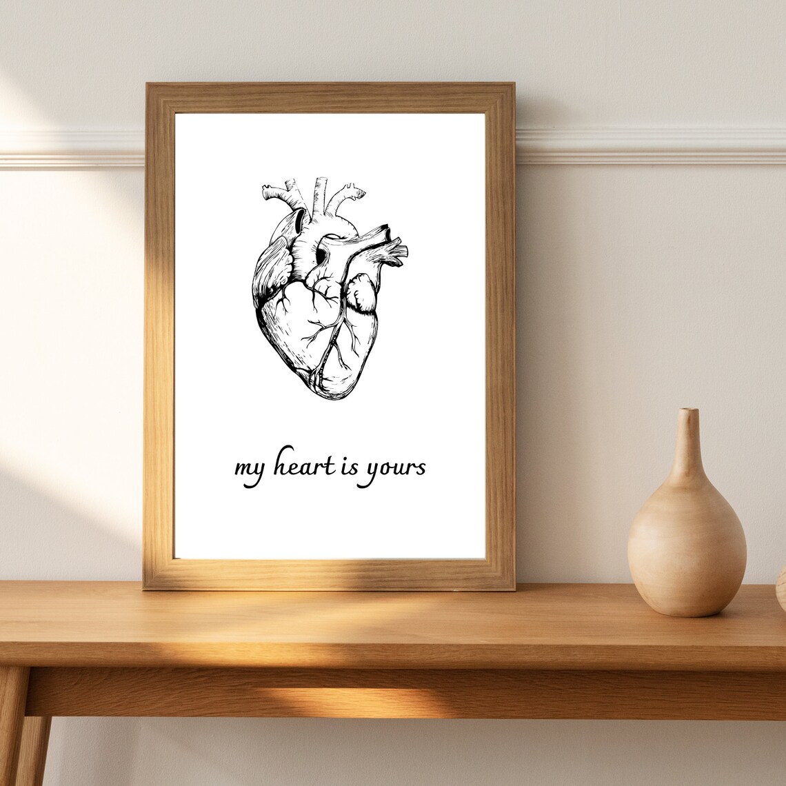 Anatomical Heart Art Print My Heart Is Yours Romantic Love Wall Decor - Image 2