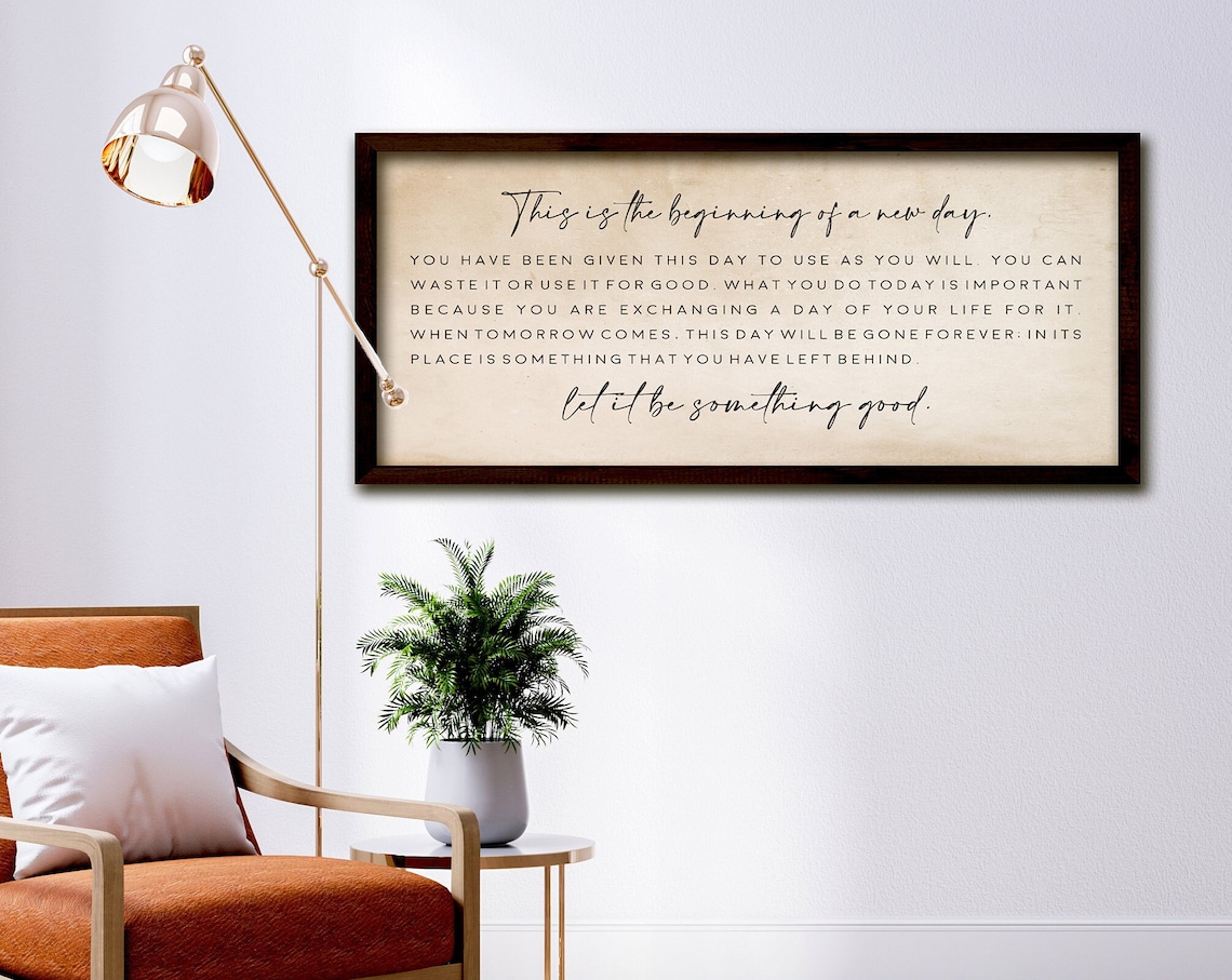 Beginning Of A New Day Inspirational Quote Cream Morning Office Poster