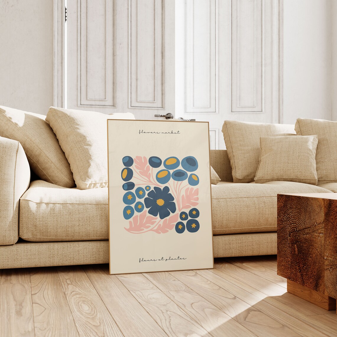 Matisse Style Blue Pink Flower Market Cutout Botanical Poster - Image 3
