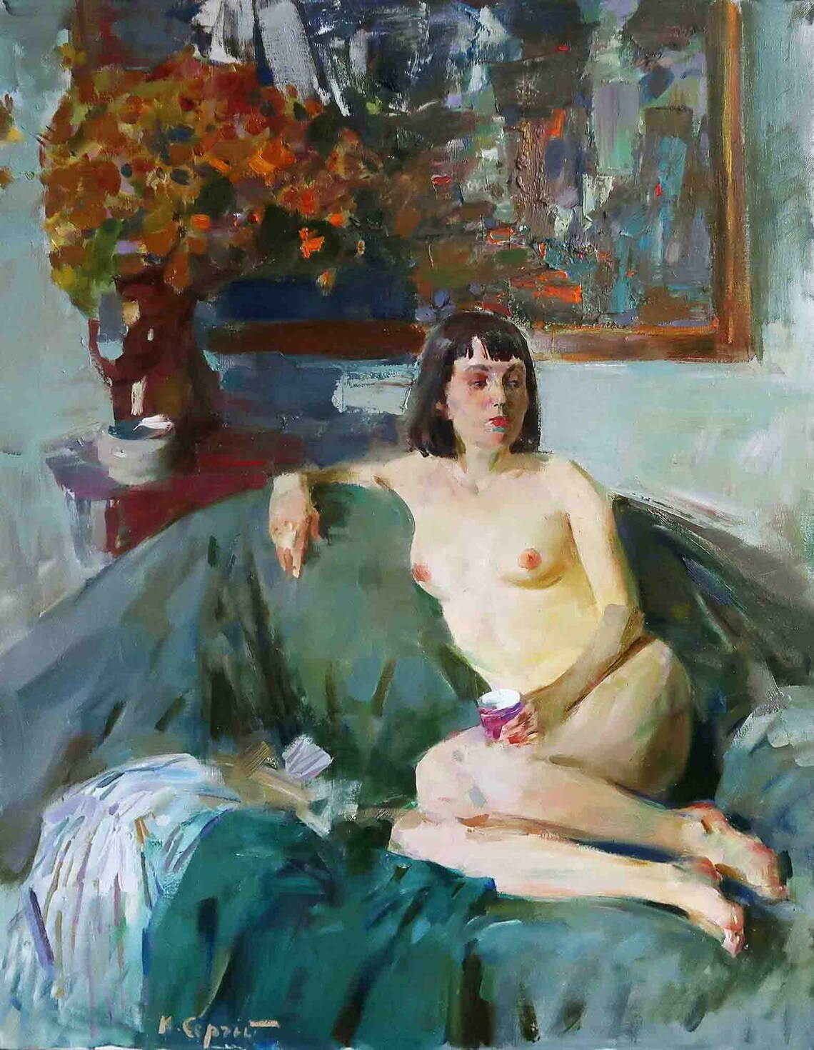 Nude Impressionism Painting, Oil Portrait of Woman - Image 3