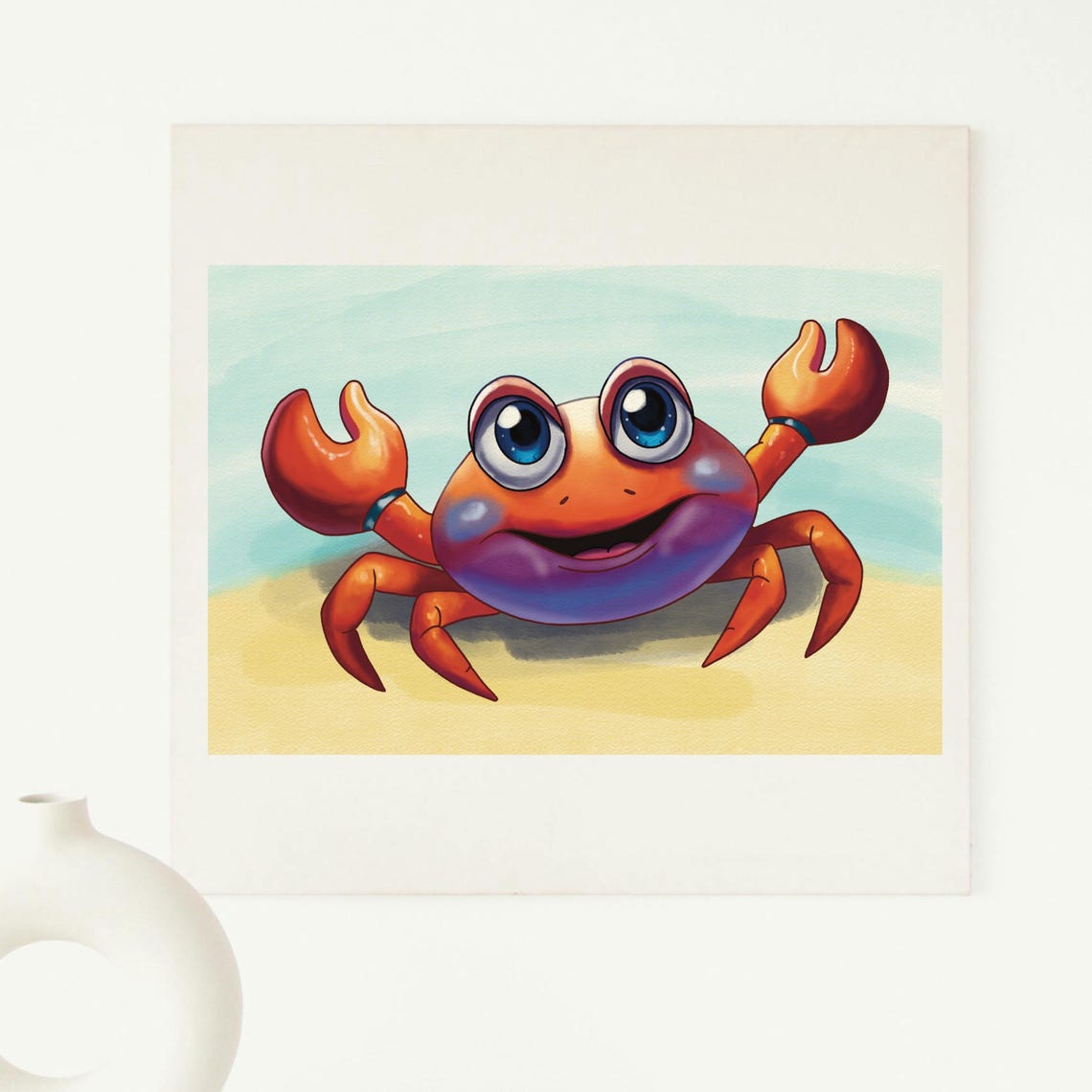 Cute Little Crab Art Whimsical Ocean Animal Illustration