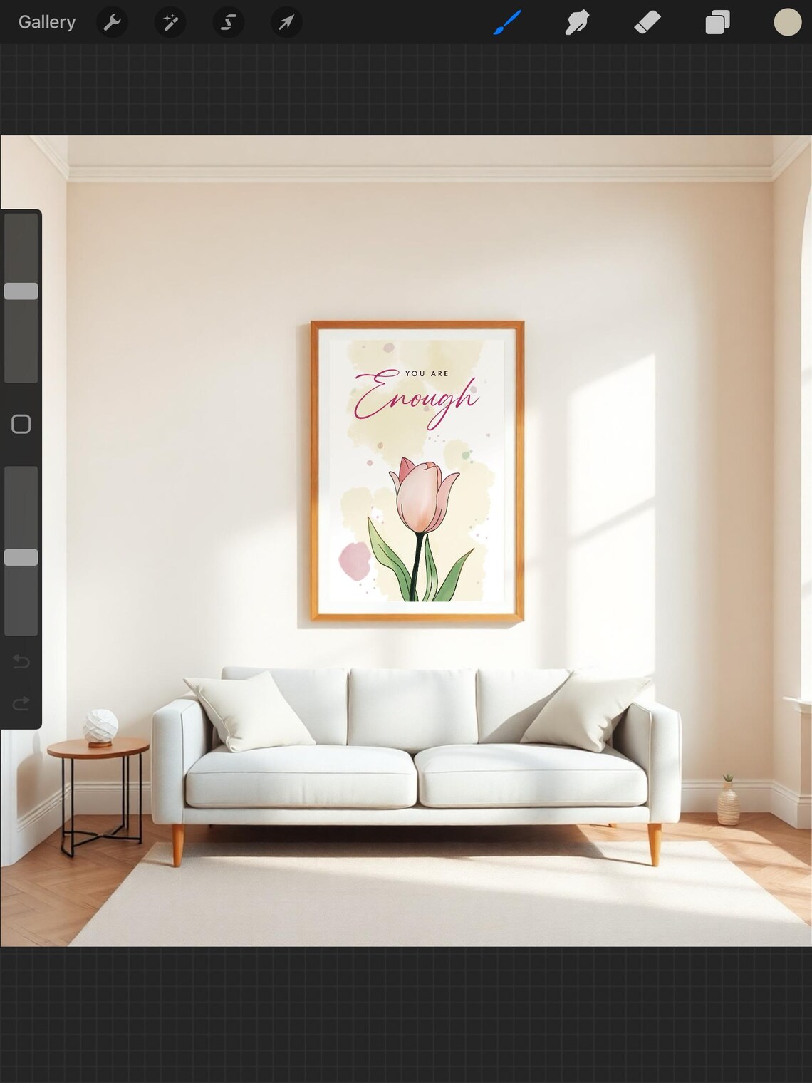 You Are Enough Quote With Pink Tulip Soft Watercolor Motivational Poster - Image 3