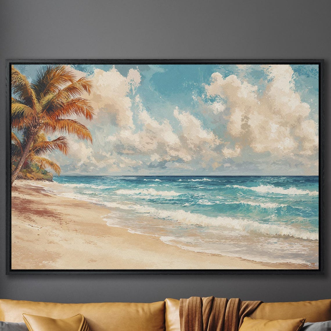 Tropical Palm Beach With Turquoise Waves and White Sand Poster