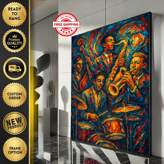 Jazz Quartet Saxophone Trumpet Abstract Colorful Music Art Poster