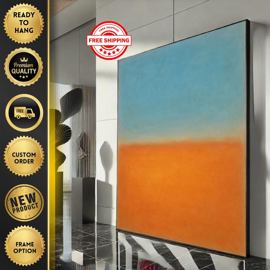 Soft Blue And Warm Orange Rothko Style Color Field Abstract Poster