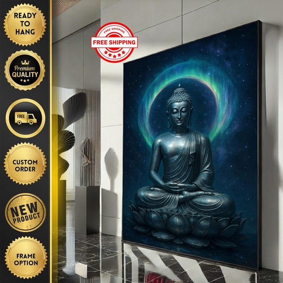 Peaceful Buddha Meditation Canvas Wall Art Print Modern Zen Living Room Decor Ready To Hang