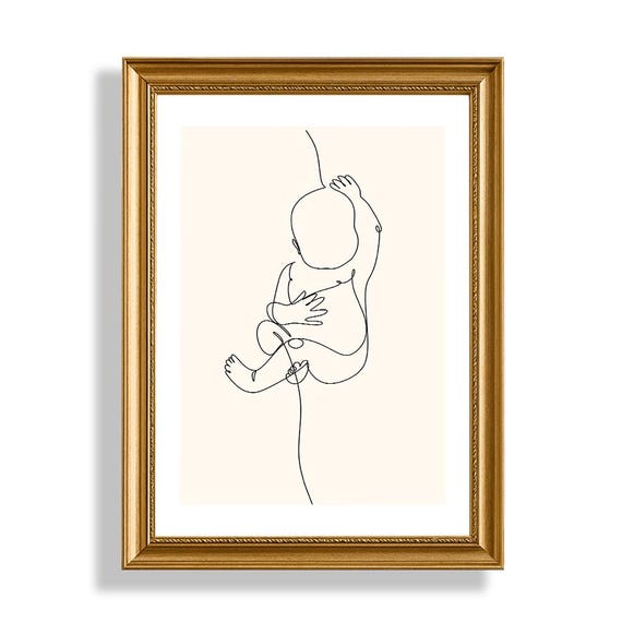 Baby Line Art Print Nursery Wall Minimalist Decor Black And White