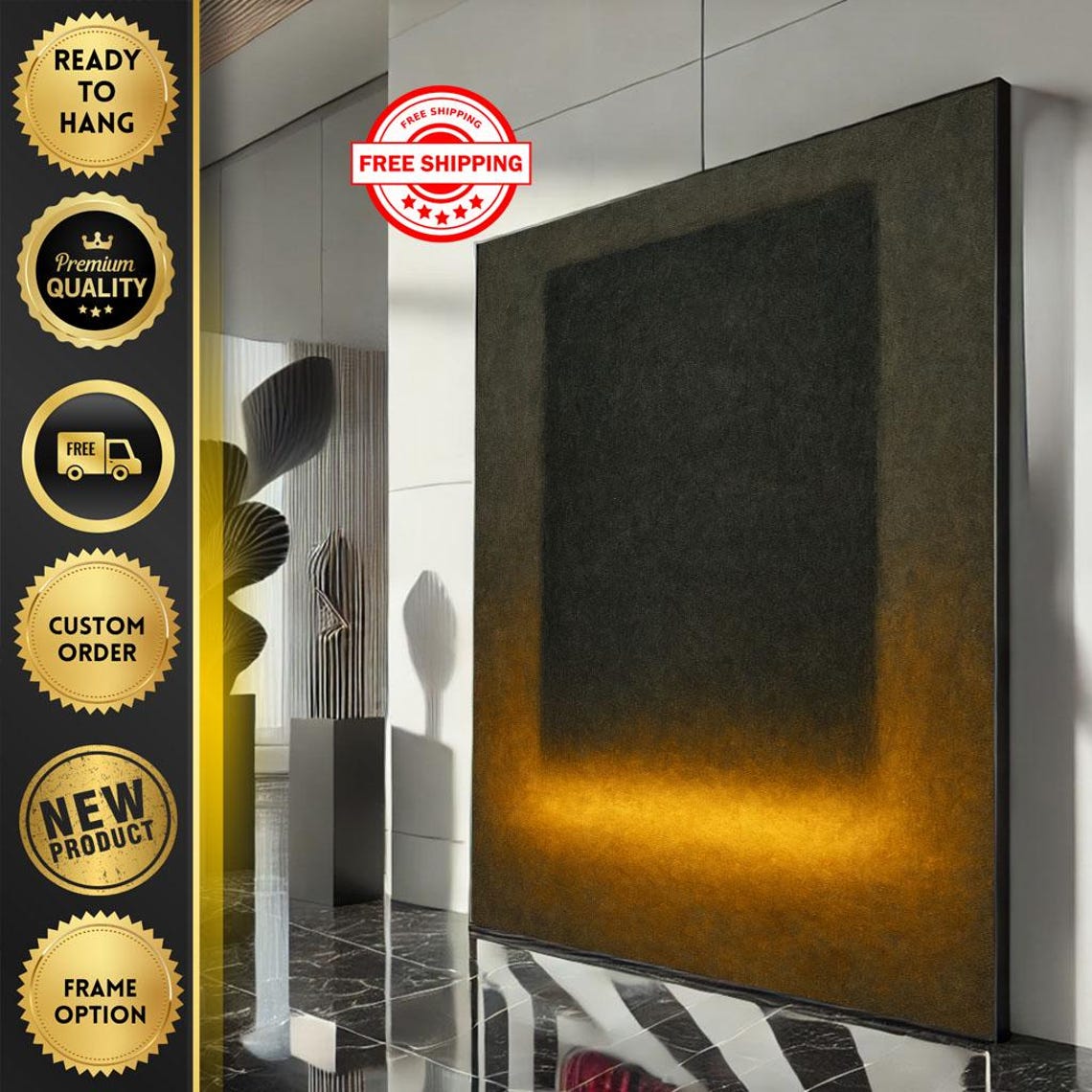 Rothko-Inspired Dark Amber Glow Minimalist Color Field Art Poster