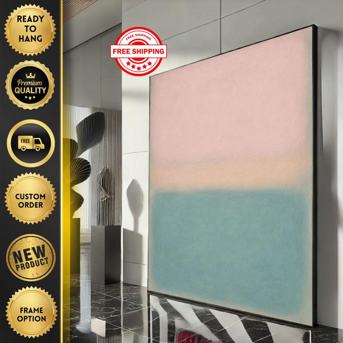 Mark Rothko Inspired Gentle Soft Pink And Teal Color Field Poster