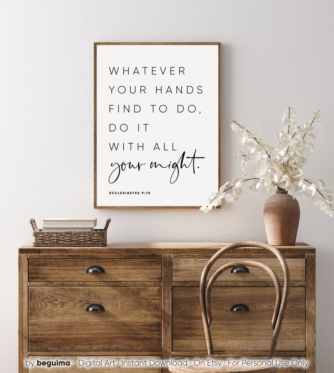 Bible Verse Print Christian Wall Art Ecclesiastes 910 Whatever Your Hands Find To Do It With All Your Might Scriptures Catholic - Image 4