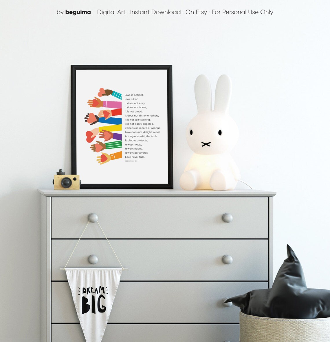 Bible Verse Prints for Kids, 1 Corinthians 13:4-8 - Image 2