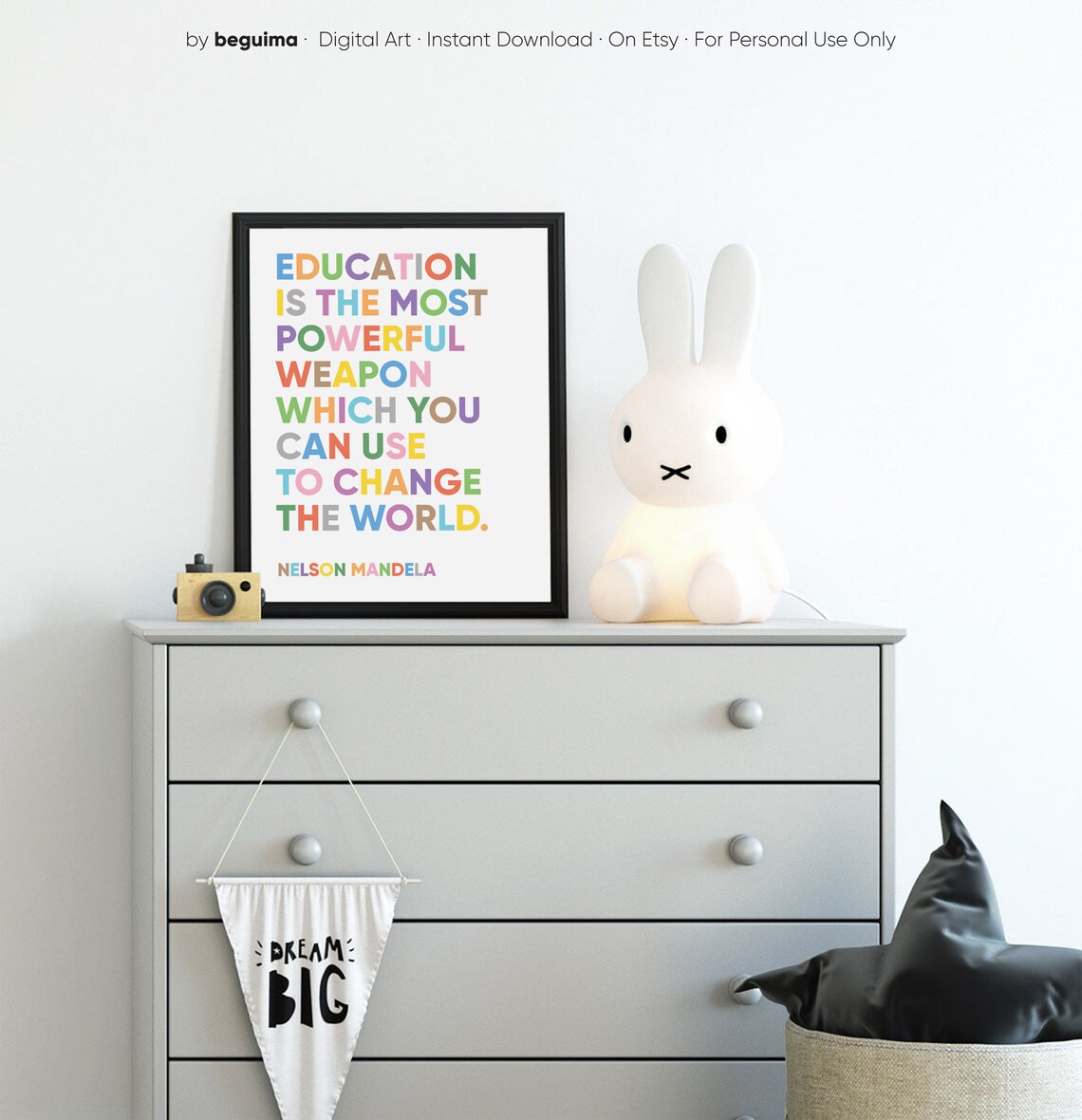 Education Quotes Inspirational Nelson Mandela Art Print - Image 2
