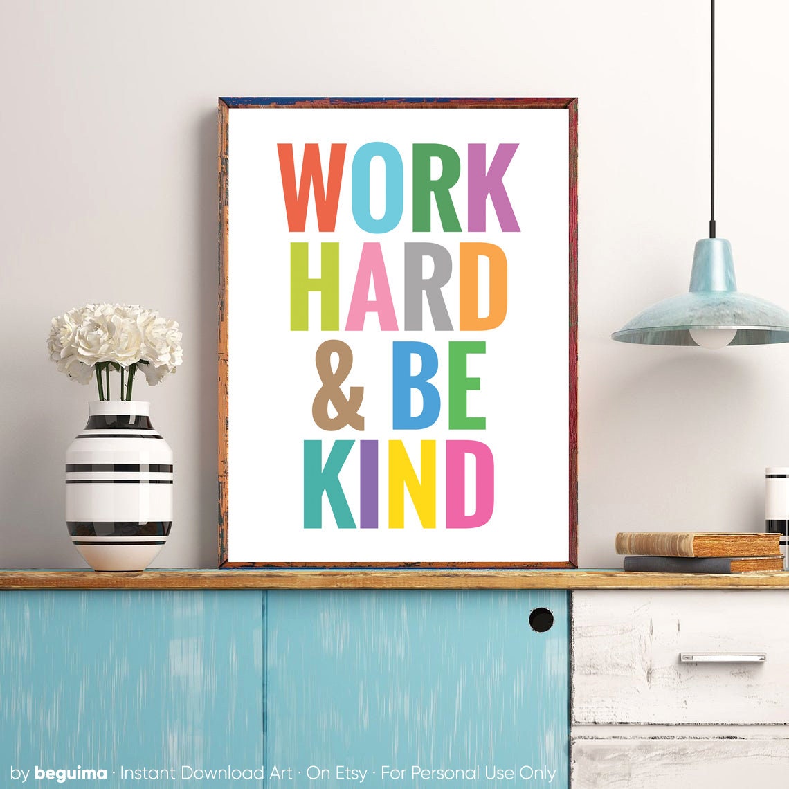 Work Hard and Be Kind Bold Colorful Classroom Motivation Poster - Image 2