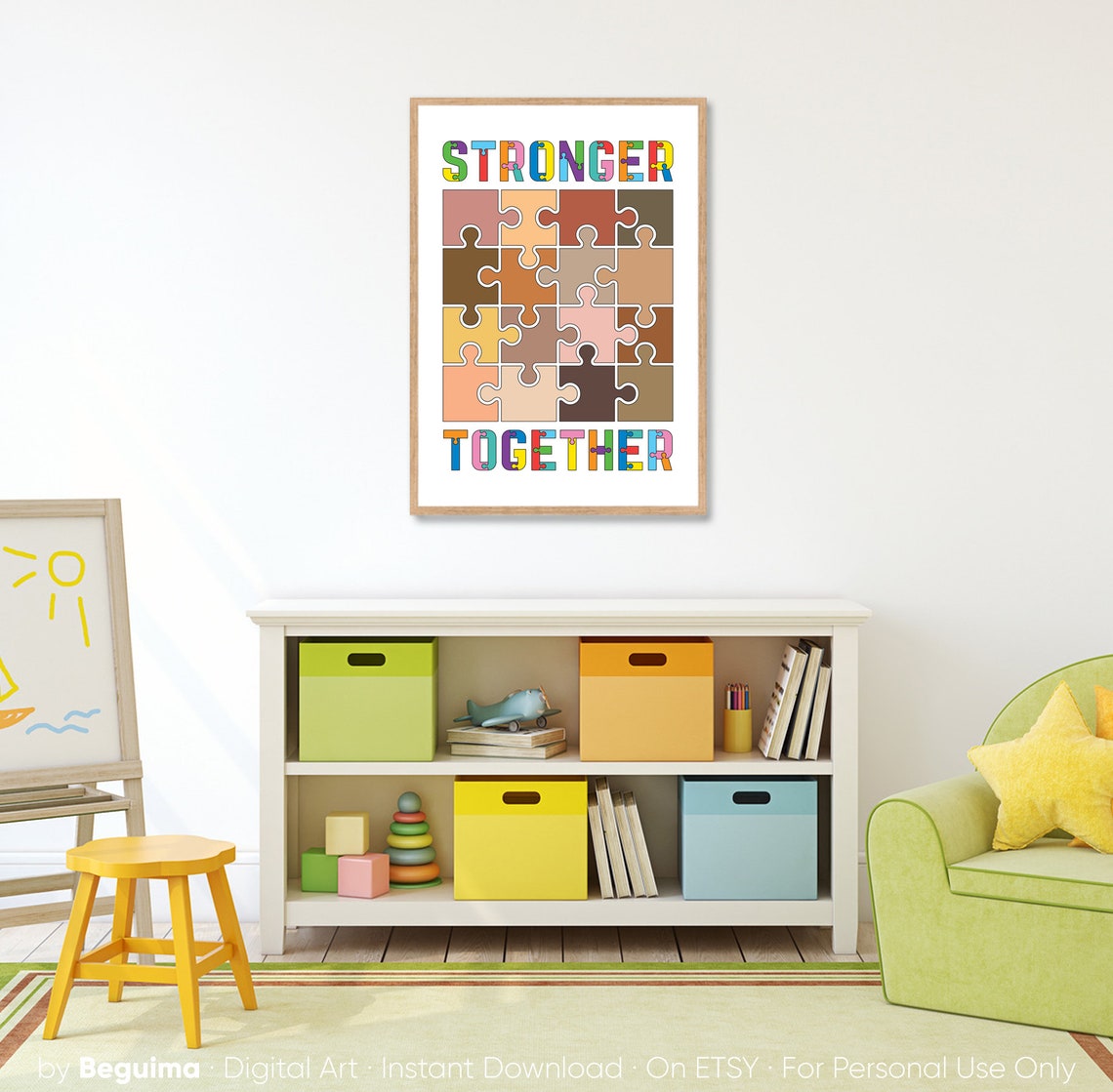Stronger Together Diversity Puzzle Pieces Classroom Unity Poster - Image 4