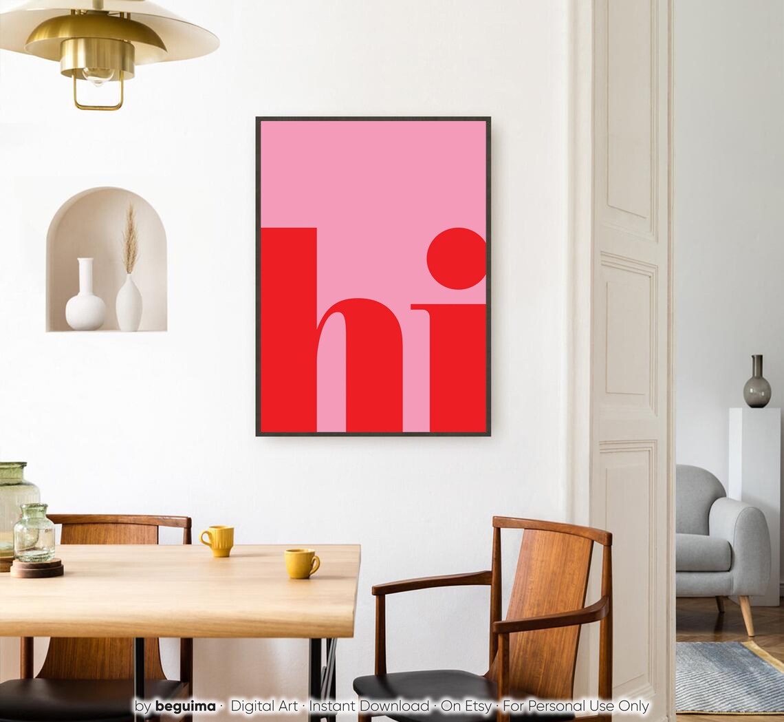 Hi Hello Typography Wall Art Print for Entryway - Image 2
