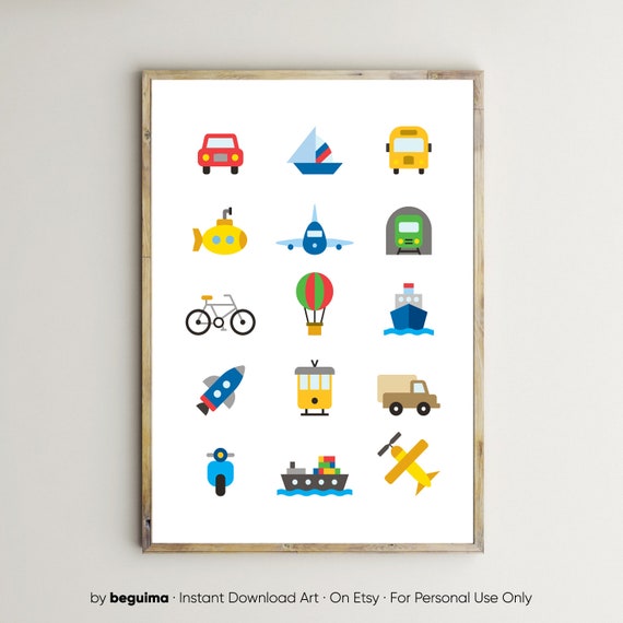 Transport Prints Nursery and Playroom Wall Art
