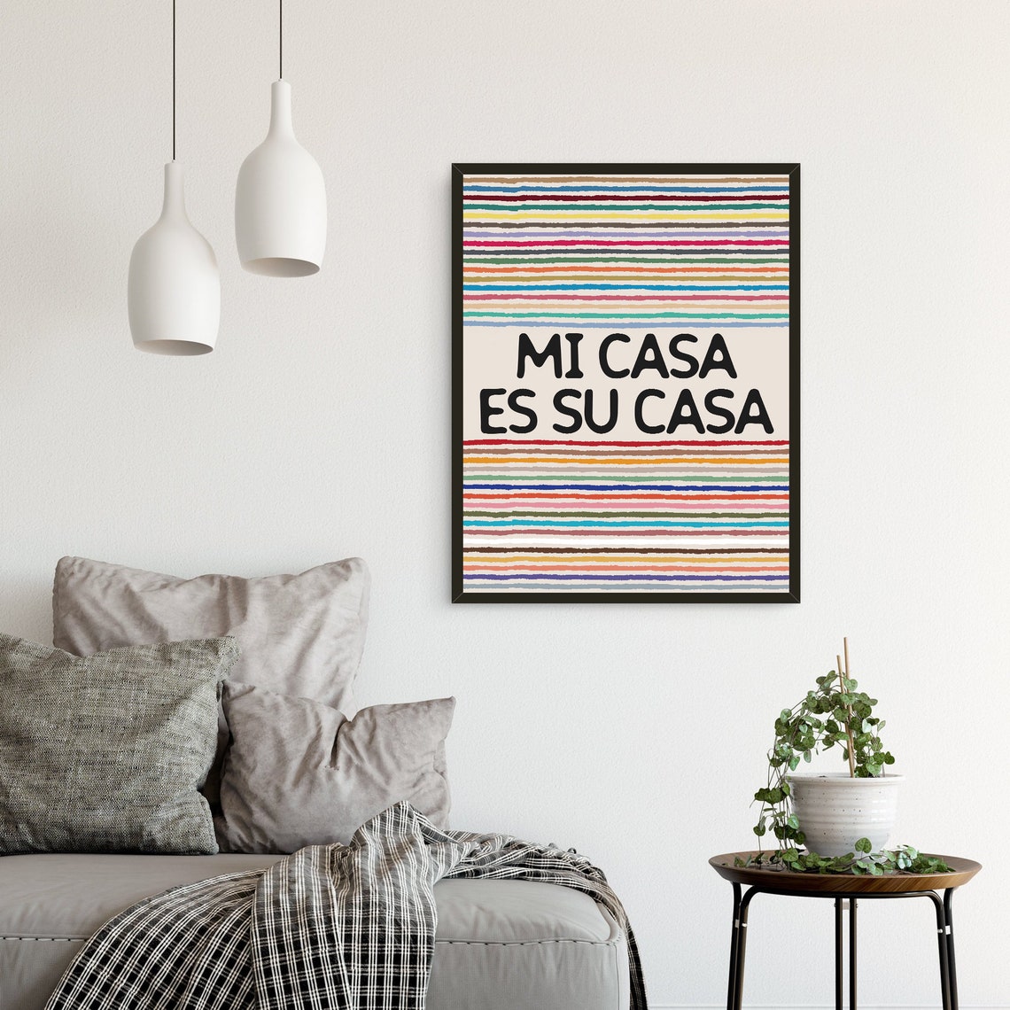 Mi Casa Es Su Casa Spanish Welcome Colorful Stripe Home Poster - Image 2