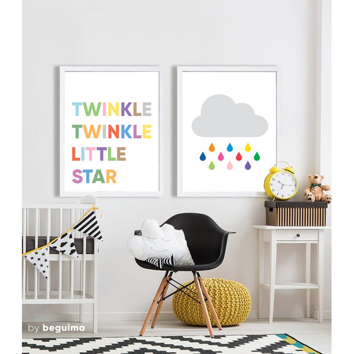 Twinkle Twinkle Little Star Sweet Pastel Nursery Rhyme Wall Art - Image 2