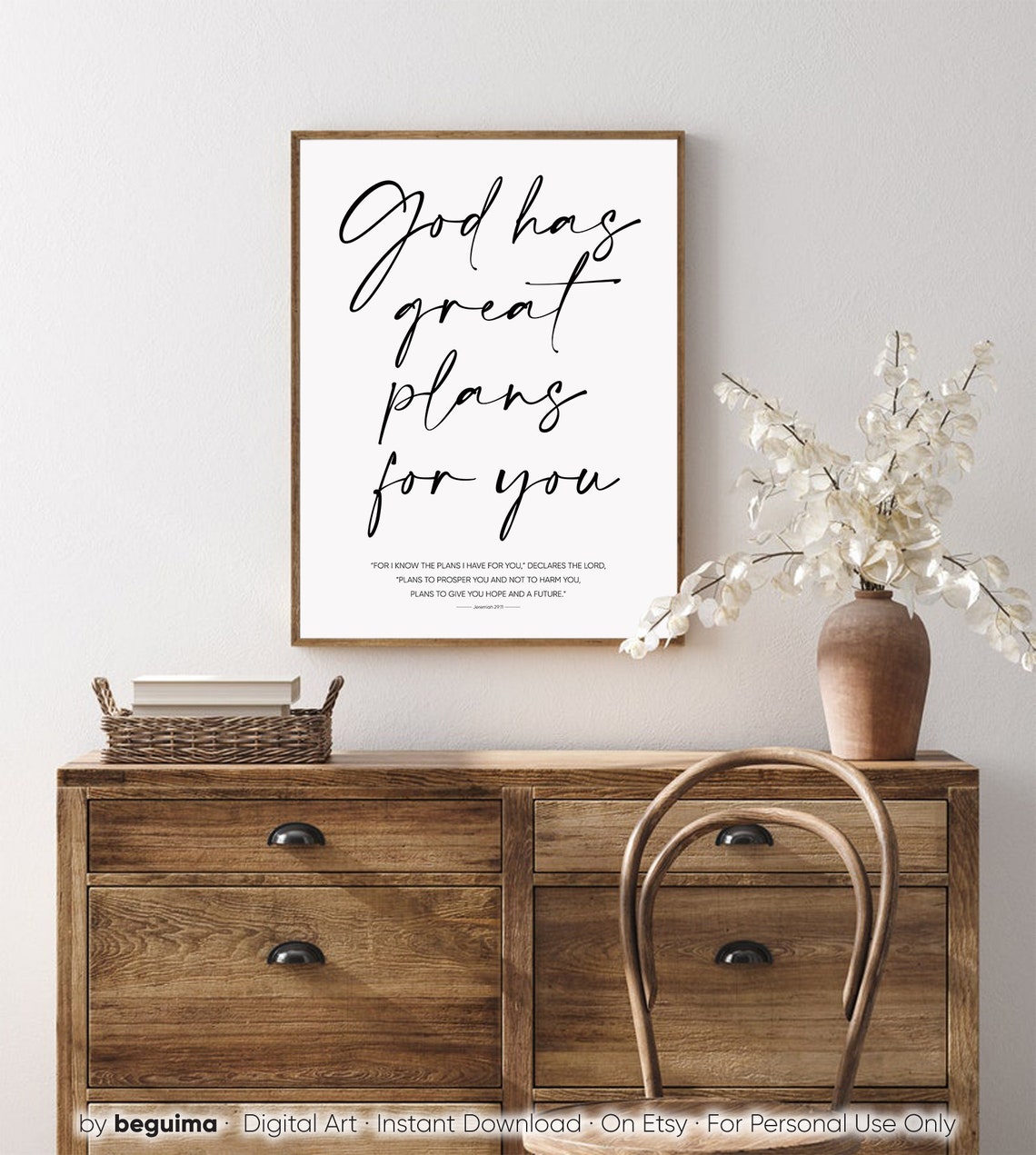 God Has Great Plans for You Jeremiah 29 11 Elegant Script Poster - Image 4