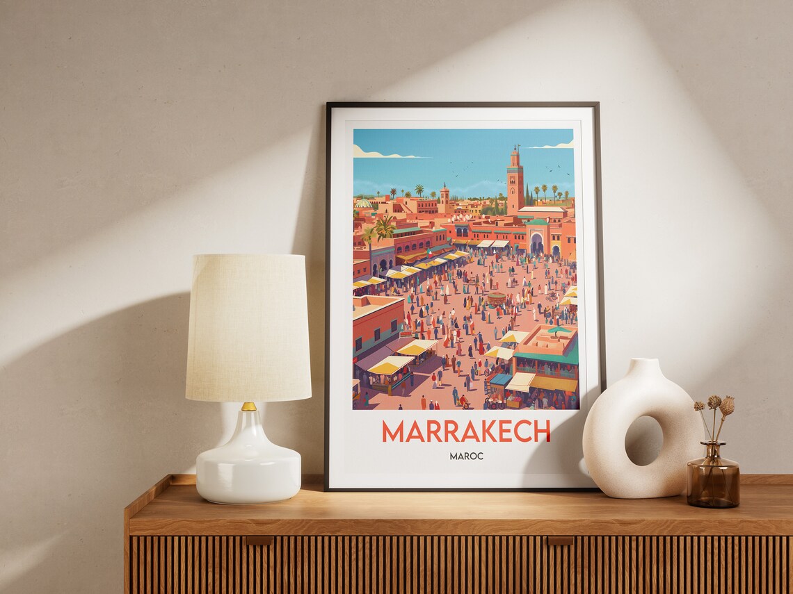 Marrakech Morocco Jemaa El Fna Square Print Travel Poster - Image 2