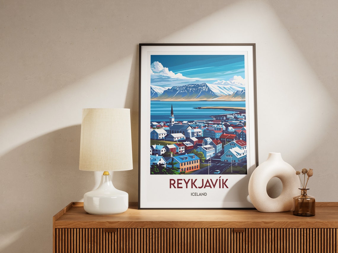 Reykjavik Colorful Houses Hallgrimskirkja Iceland Travel Poster - Image 2