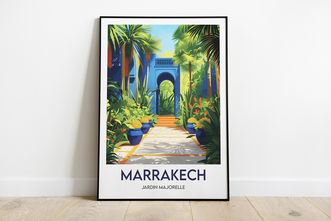Marrakech Majorelle Garden Souvenir Poster Travel Print