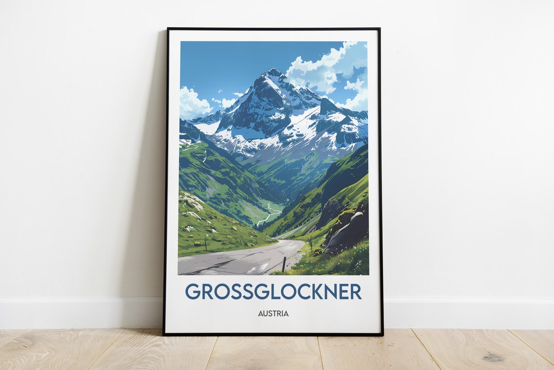 Grossglockner Alpine Peak Mountain Road Austria Travel Poster