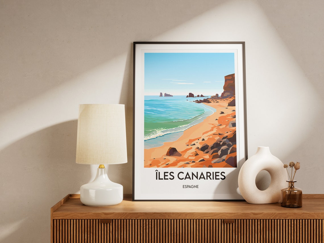 Canary Islands Volcanic Beach Spain Atlantic Travel Poster Art - Image 2