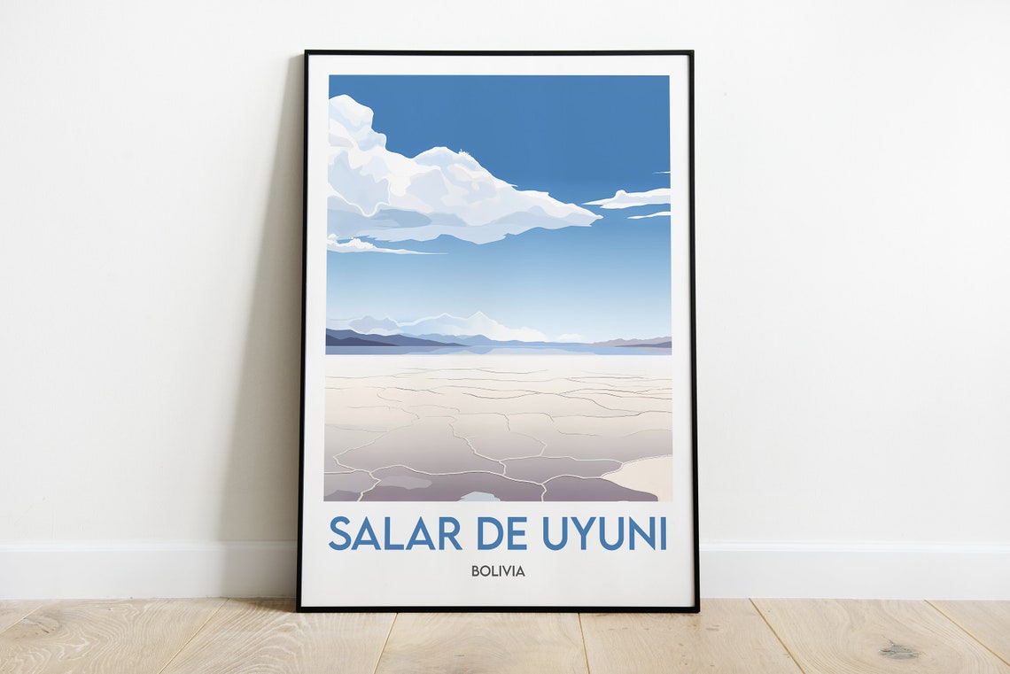 Salar de Uyuni Bolivia Salt Flats Sky Minimalist Travel Poster - Image 2