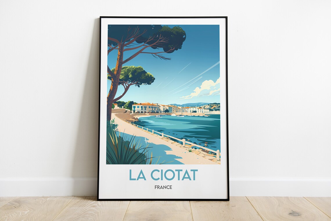 La Ciotat France Mediterranean Bay Promenade Pine Tree Poster
