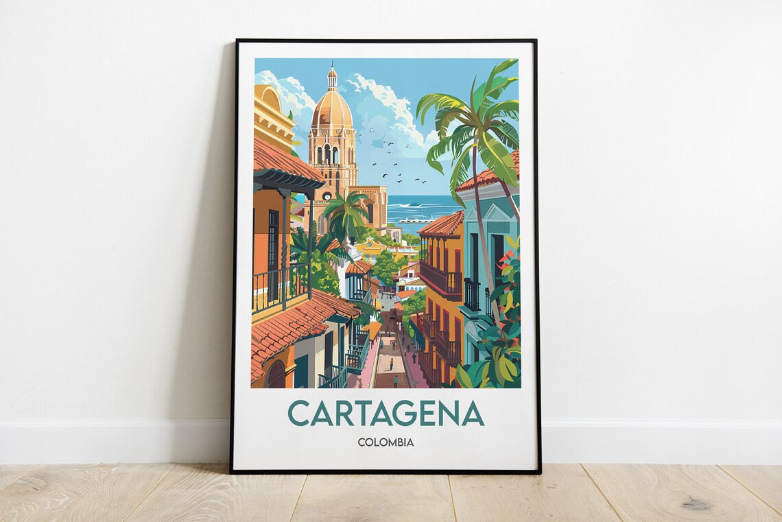 Cartagena Colombia Travel Poster, Latin America Art Print